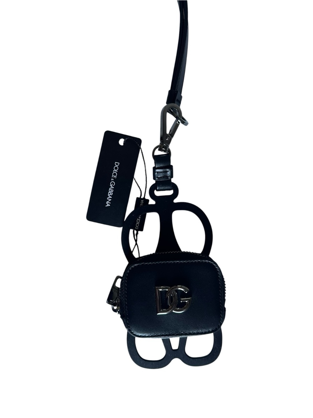 Dolce & Gabbana DG Logo Black Calfskin Leather Coin Purse Lanyard Wallet NWT - Picture 4 of 15